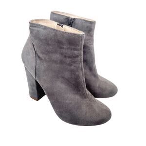 Hotsoles Faux Suede Gray Bootie Heels Sz 5.5